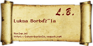 Luksa Borbála névjegykártya